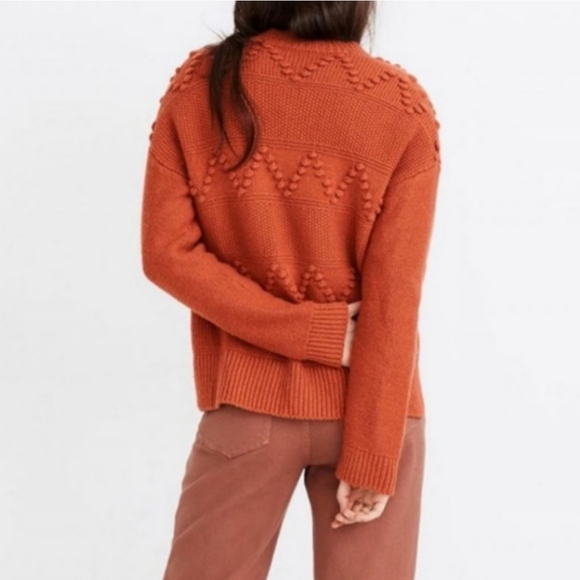 Madewell Bobble Cardigan Sweater Size S Afterglow Red Merino Wool Blend Pockets - Picture 2 of 16